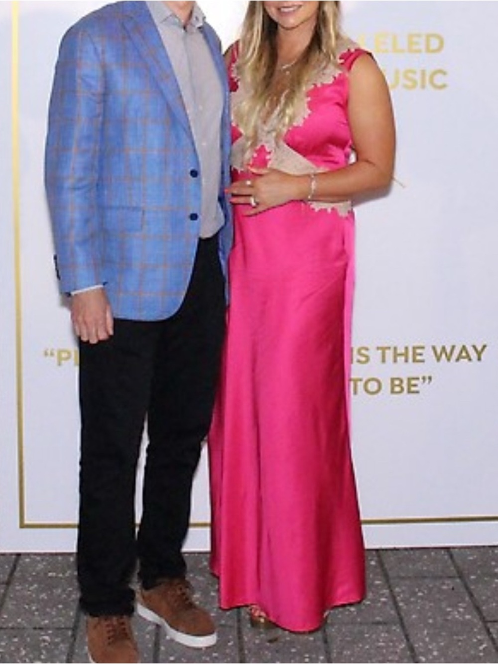 RIXO Hot Pink Satin Dress with Lace Detail - Picture 10 of 10